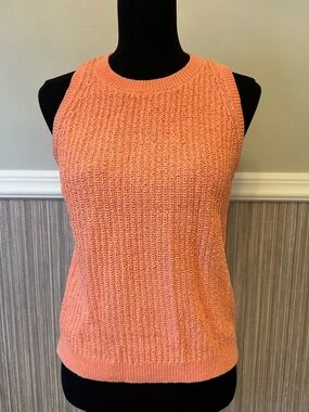 Banana Republic Coral Sleeveless Knit Sweater Tank Top Medium Textured Ribbed